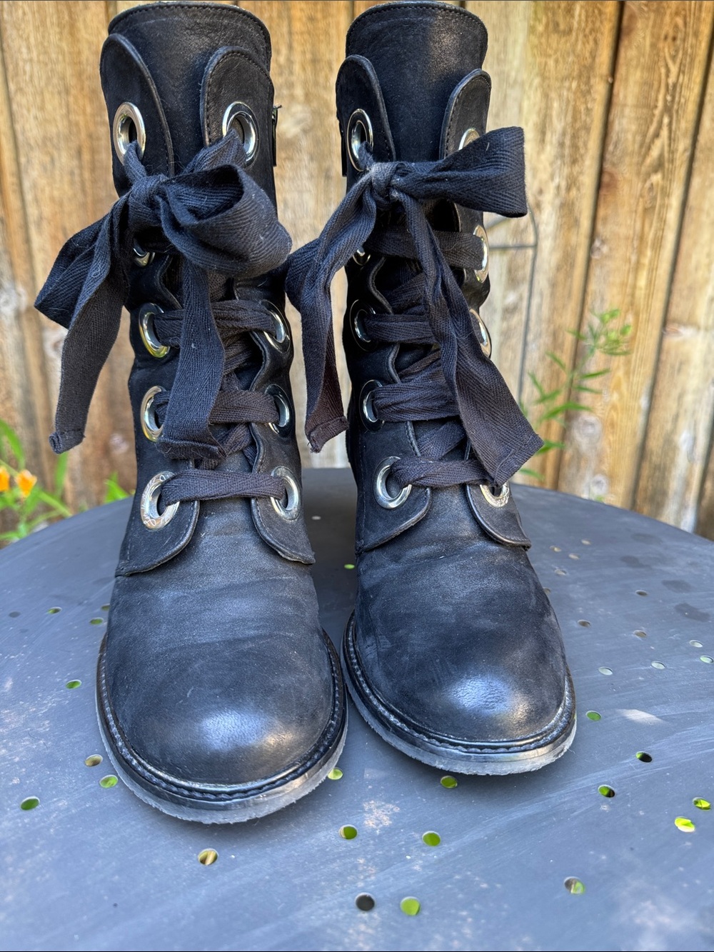 John Fluevog Gladstone Black Suede East End Lace-Up Mid-calf Boot - Picture 2 of 5